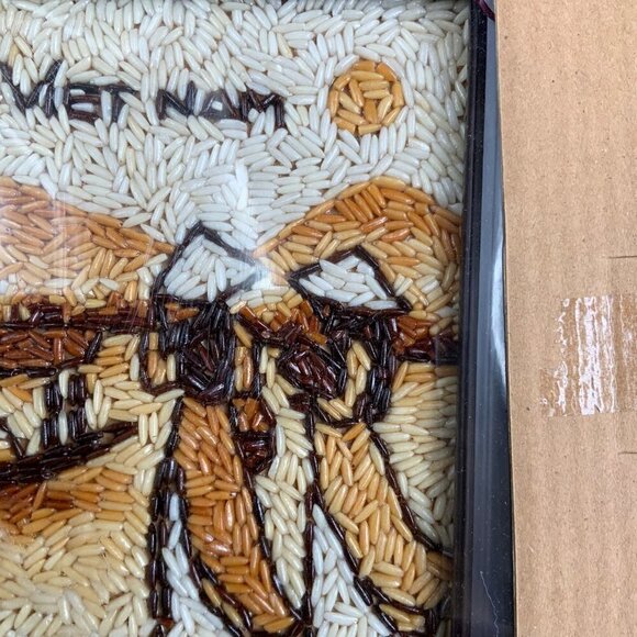 NEW IN BOX Vietnam Hand Crafted Framed Rice Art Wall Hanging 8" x 8" - Picture 8 of 8